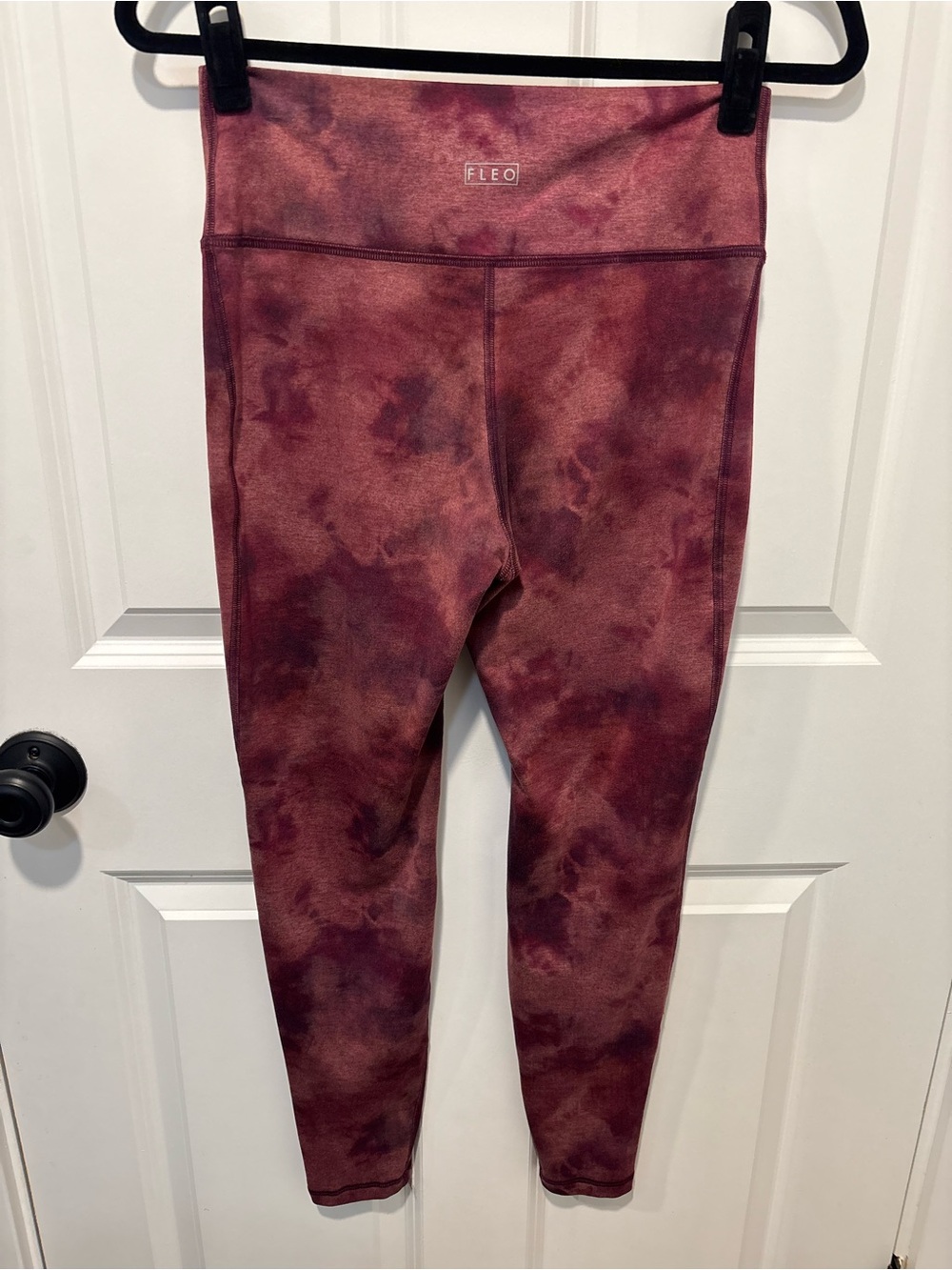 FLEO Tie Dye High Rise Leggings Burgundy Pink Athletic